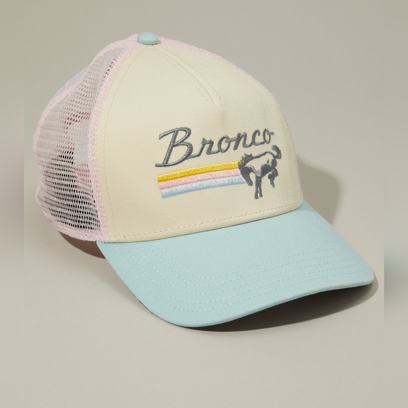 Ford Accessories - NWT Bronco Rainbow Trucker Hat Ivory Pink Blue